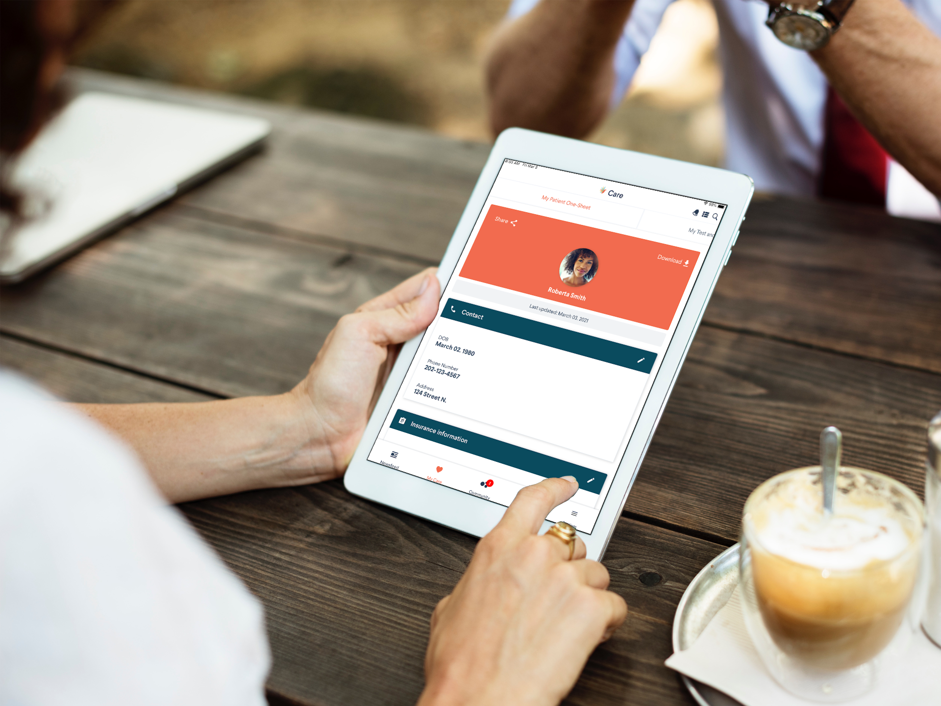 Person holding tablet with Responsum for Long COVID on screen