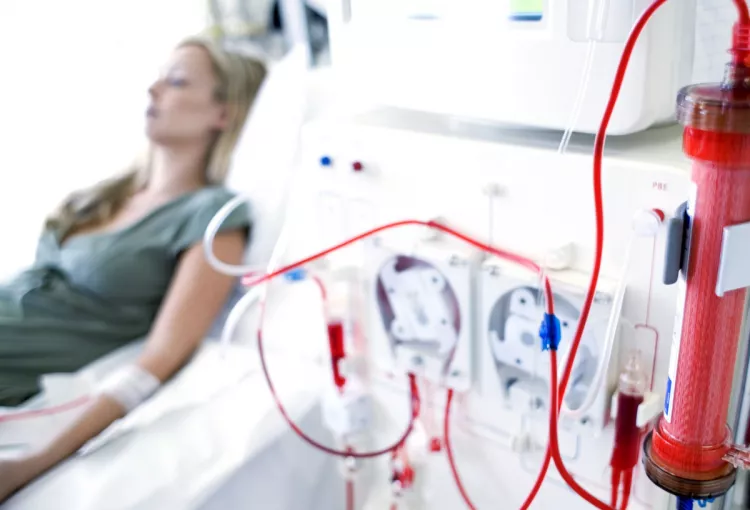 Woman In Dialysis Session